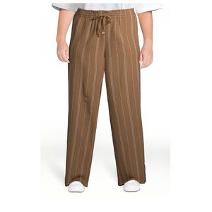 Time and Tru 20/2x Linen rayon blend brown pin stripe with elastic waistband
